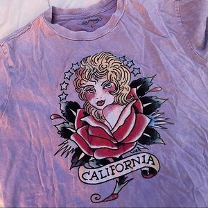 Ed Hardy Purple California Short Sleeve Tee Shirt - Size L - Y2K